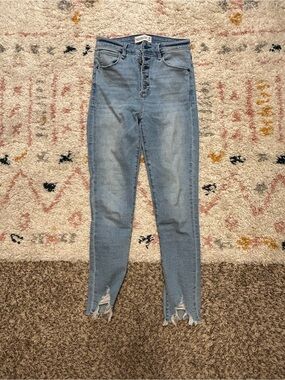Abercrombie High-Rise Light Blue Button-Fly Skinny Jeans